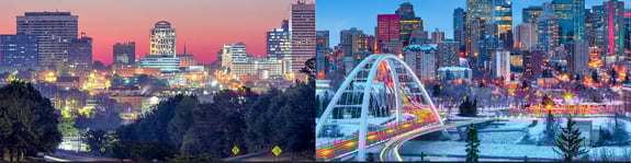 building and bridge in the city, us